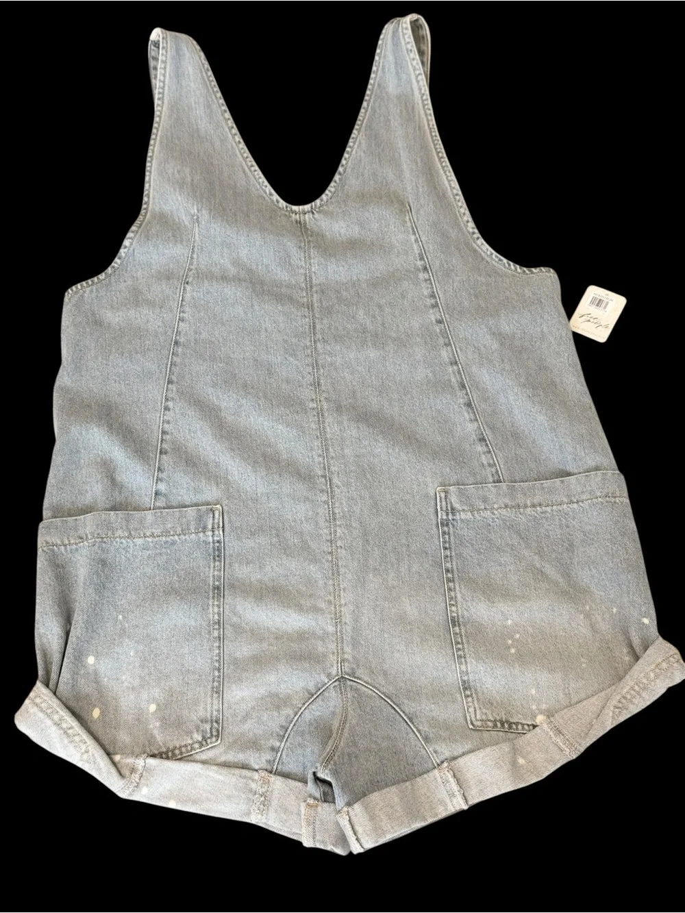 Free People High Roller Denim Short Overalls Jean Romper